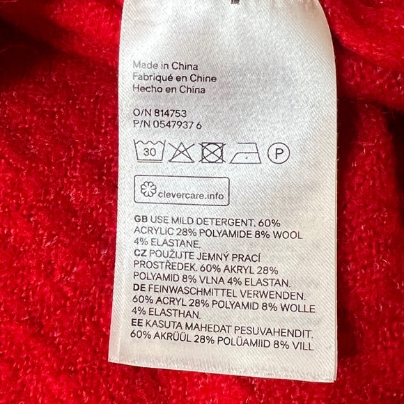 H&M LOGG Apres Ski Sweater Sz M Wool Blend Crew Neck Oversized Lodge Snow Winter - Picture 8 of 11